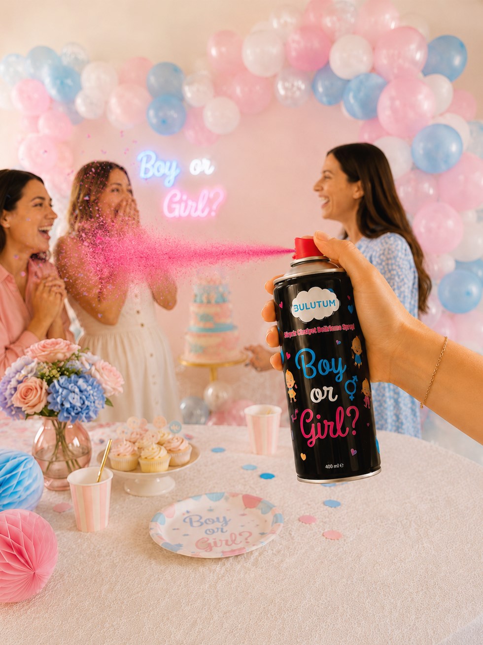 Cinsiyet Belirleme Partisi Spreyi – Kız Bebek Pembe Sprey 400 ml