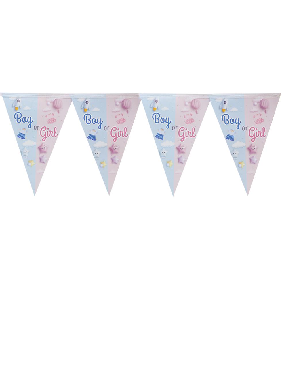 Cinsiyet Belirleme Partisi Süsü – Boy or Girl Üçgen Flama Banner (Mavi & Pembe) 
