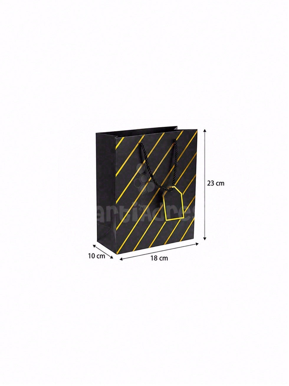 Çizgili Karton Hediye Çantası – Etiketli Lux Alışveriş Çantası 18x23x10 cm 12li