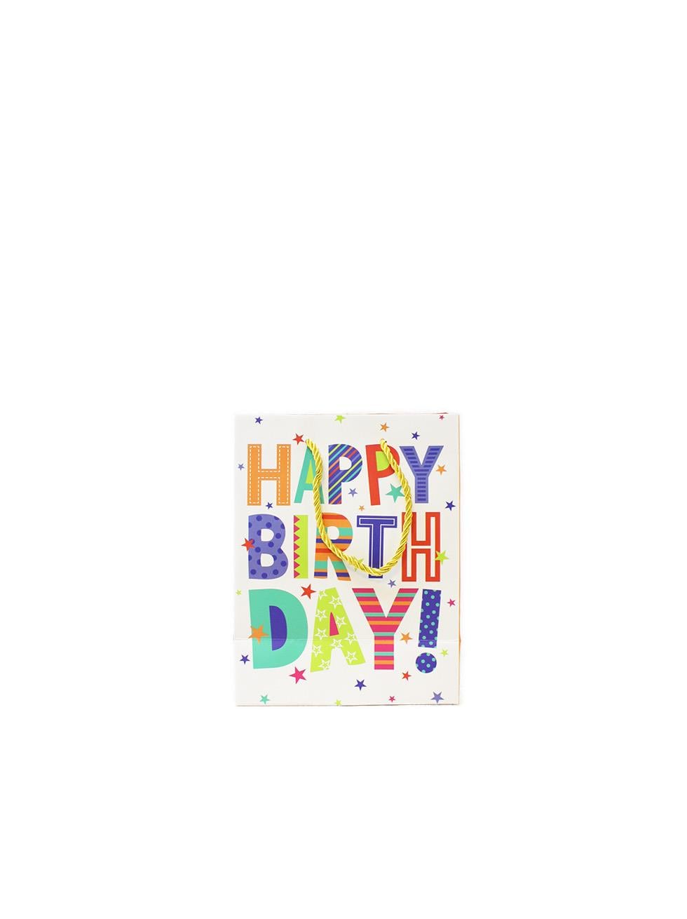 Karton Çanta Happy Birthday Yazılı Alışveriş Çantası Hediye Çantası Beyaz 22 cm