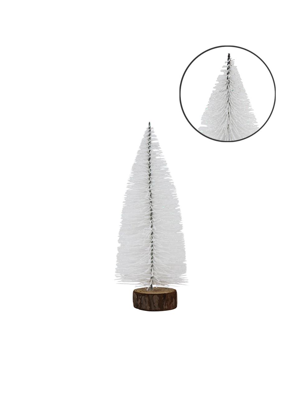 Mini Yılbaşı Ağacı Dekoratif Simli Çam Ağacı Beyaz 20 Cm