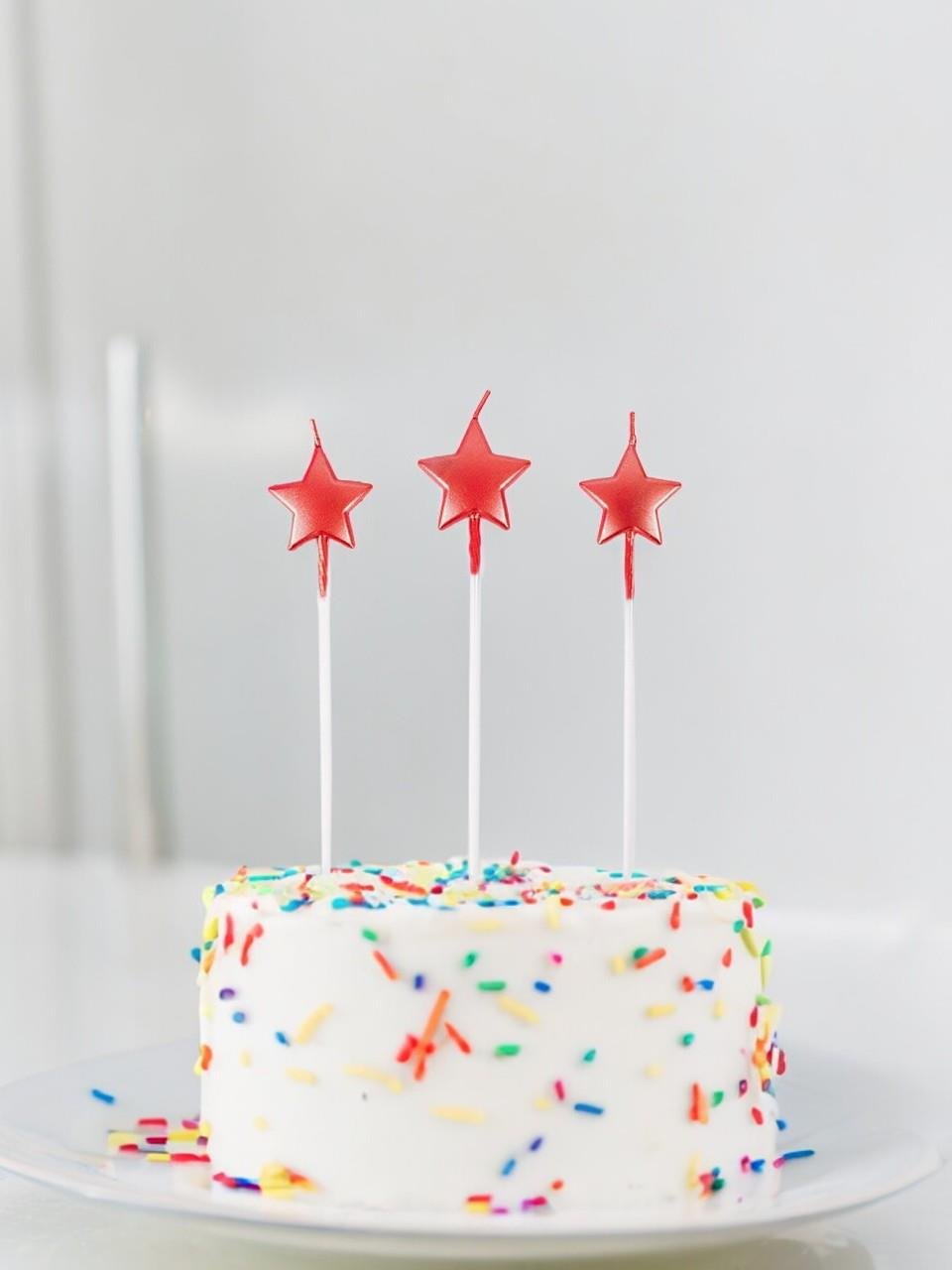 Yıldız Şekilli Pasta Mumu Metalik Kırmızı