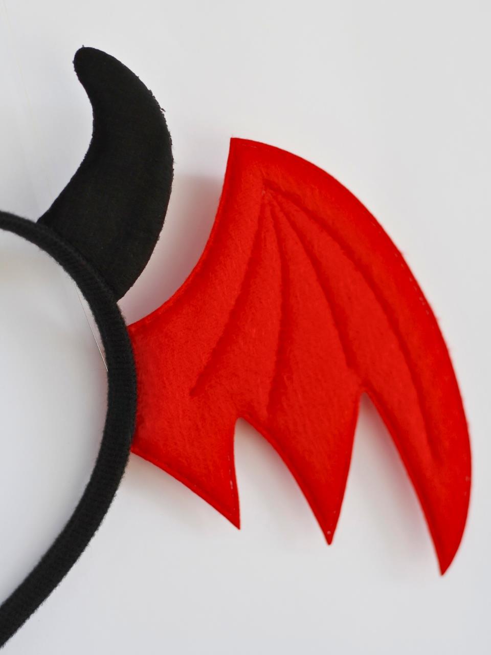 Cadılar Bayramı Yarasa Kanatlı Şeytan Taç Halloween Aksesuarı Kırmızı