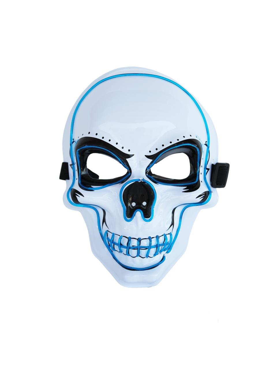 Cadılar Bayramı Işıklı İskelet Maske Halloween Parti Kostüm Aksesuarı Mavi