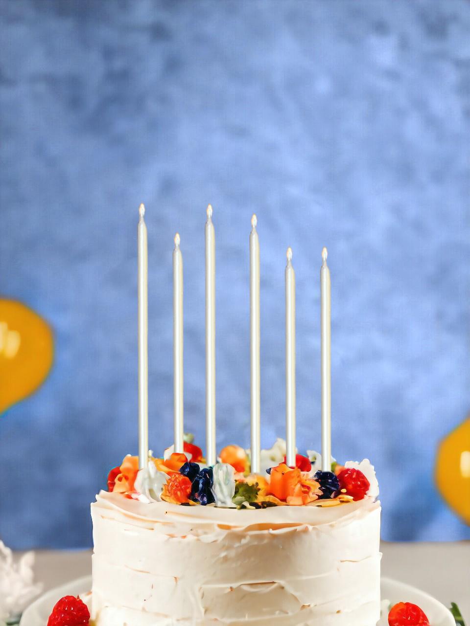 Uzun Pasta Mumu Beyaz 13 Cm 6'lı