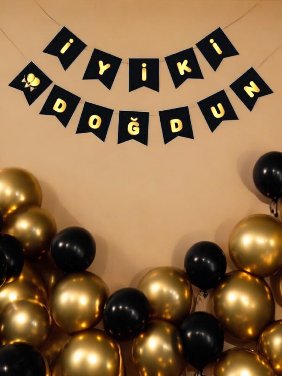 İyi Ki Doğdun Siyah -Altın Yazı