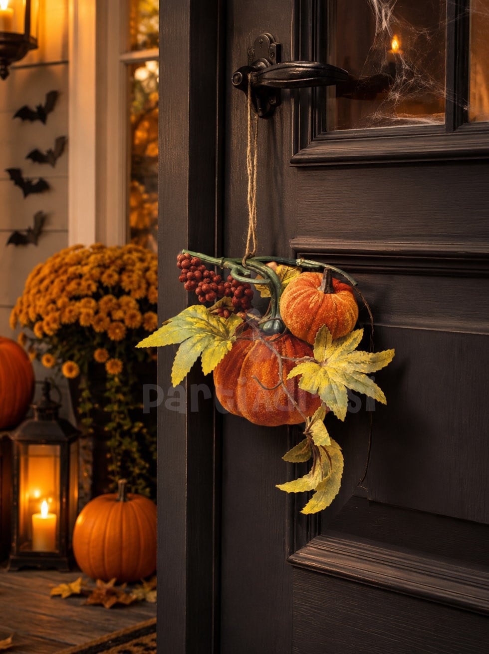 Dekoratif Kadife Balkabağı Masa ve Kapı Süsü 10x12 cm – Halloween ve Sonbahar Dekoru