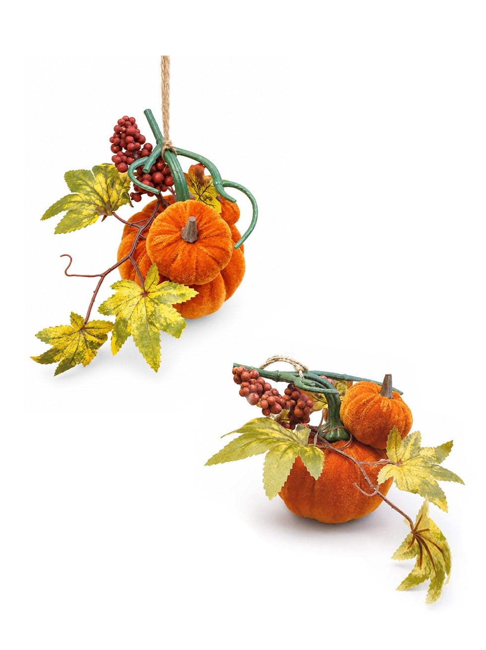 Dekoratif Kadife Balkabağı Masa ve Kapı Süsü 10x12 cm – Halloween ve Sonbahar Dekoru