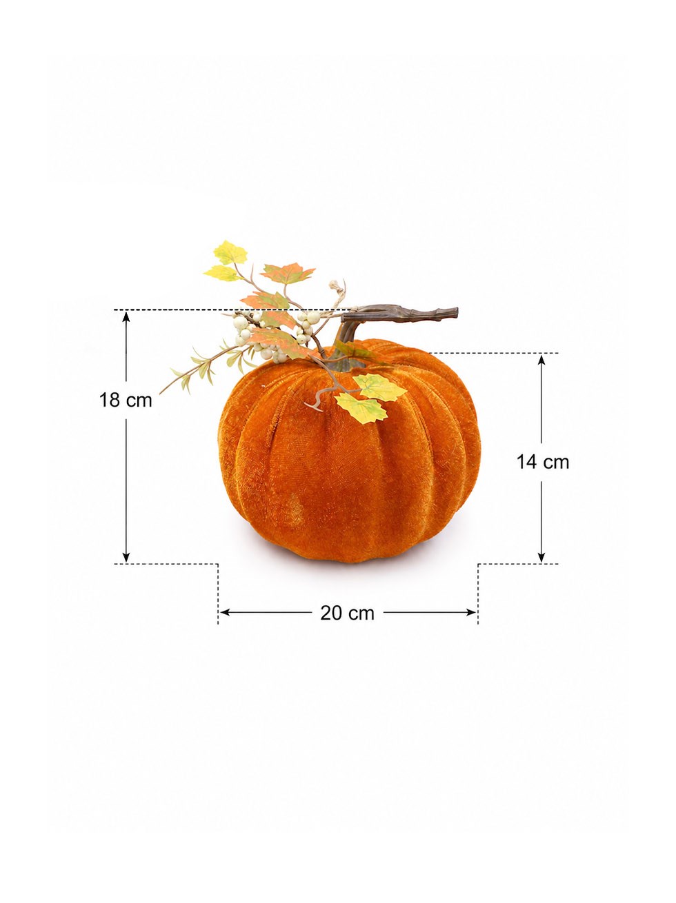 Dekoratif Turuncu Kadife Balkabağı 14 cm – Halloween ve Sonbahar Dekorasyonu 
