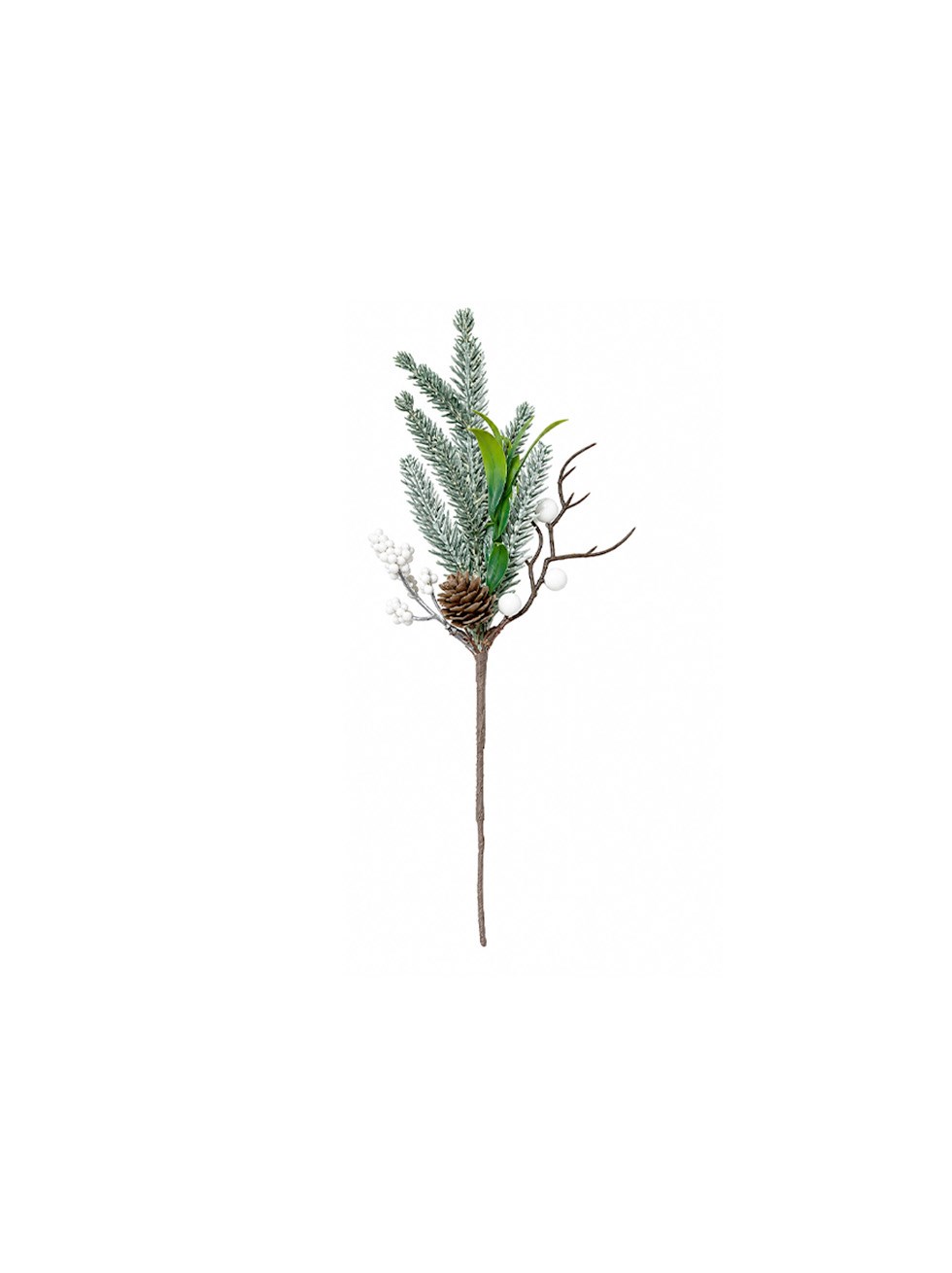 Dekoratif Yapay Çam Dalı 32 cm – Kozalaklı Berryli Yılbaşı Süsü