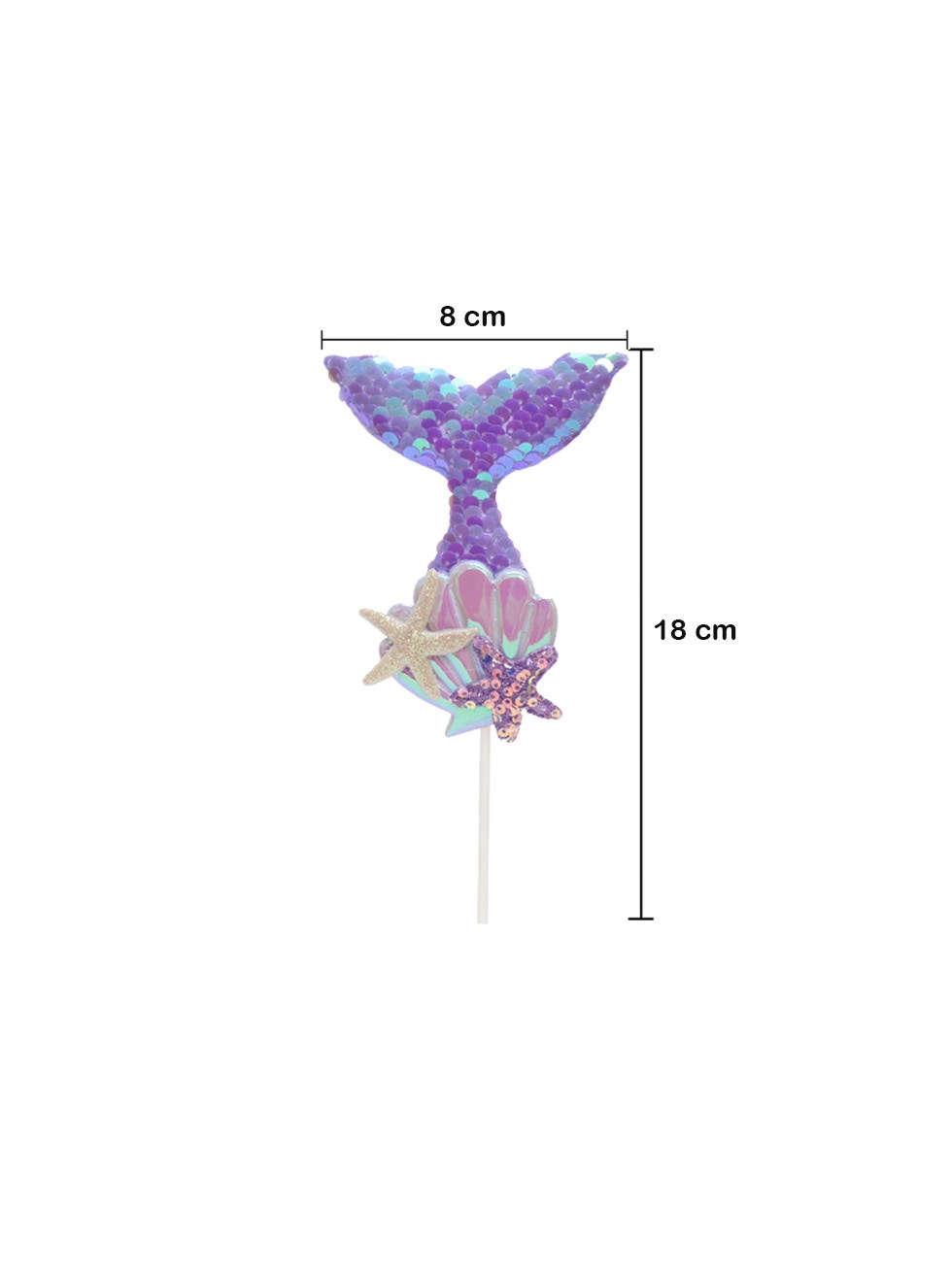Deniz Kızı Kuyruk Figürlü Payetli Pasta Üstü Süsü - Mermaid Cake Topper