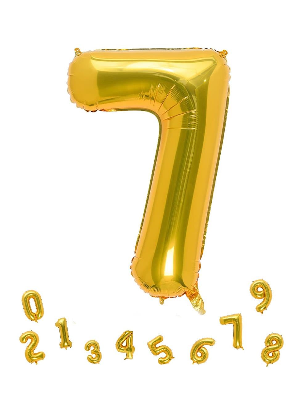 Rakam Folyo Balon Doğum Günü Parti Balonu 7 Altın Renk 86 cm 34 inc