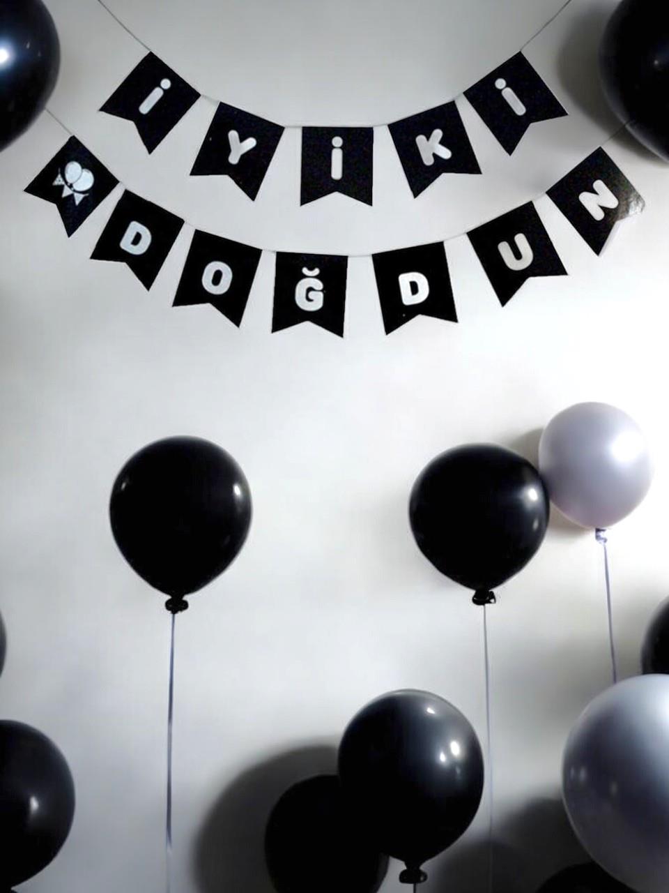 İyi Ki Doğdun Siyah-Gümüş Yazı