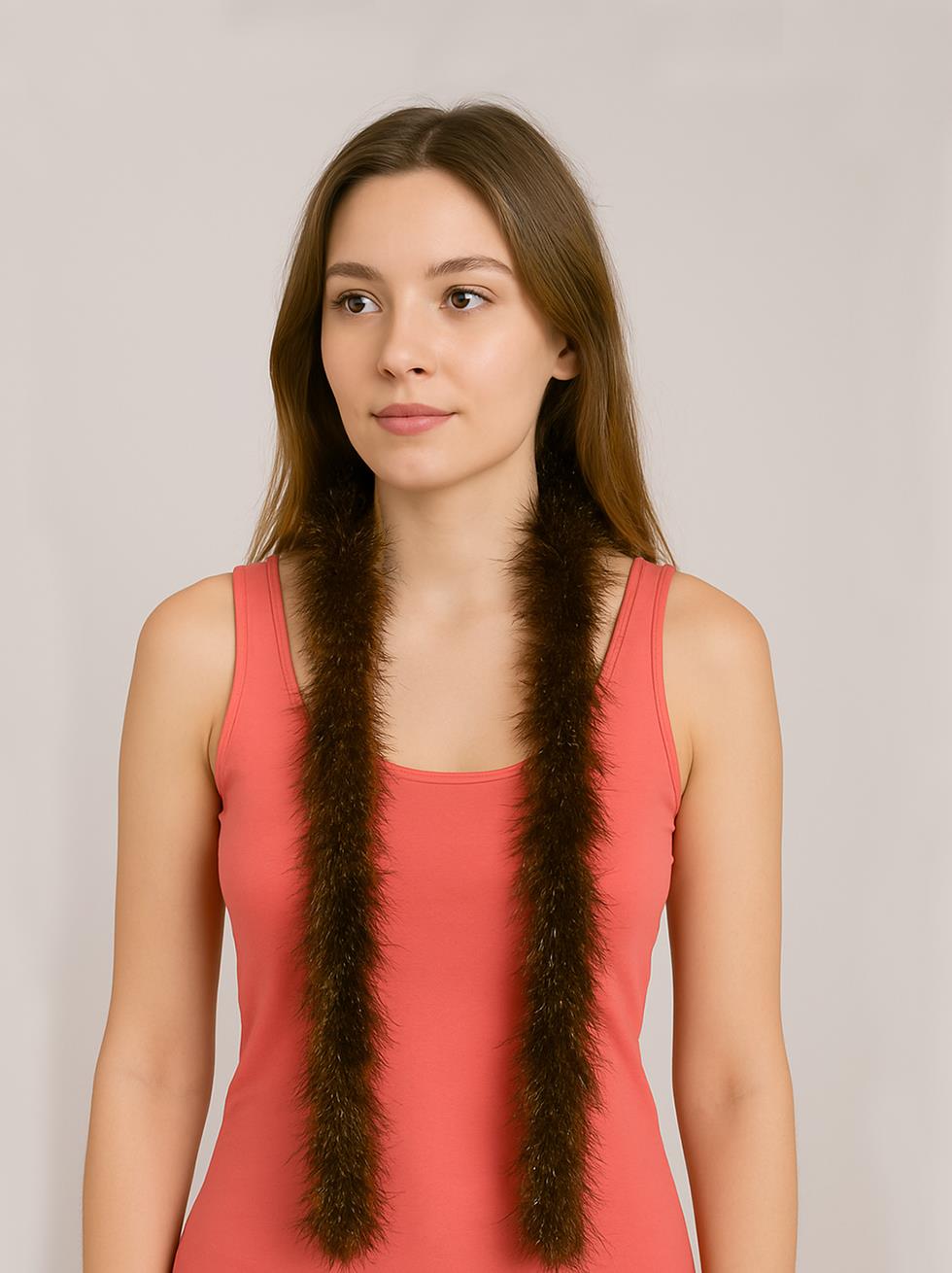 Simli Otriş Tüy Bekarlığa Veda Parti Kostüm Aksesuarı Kahverengi 2 m