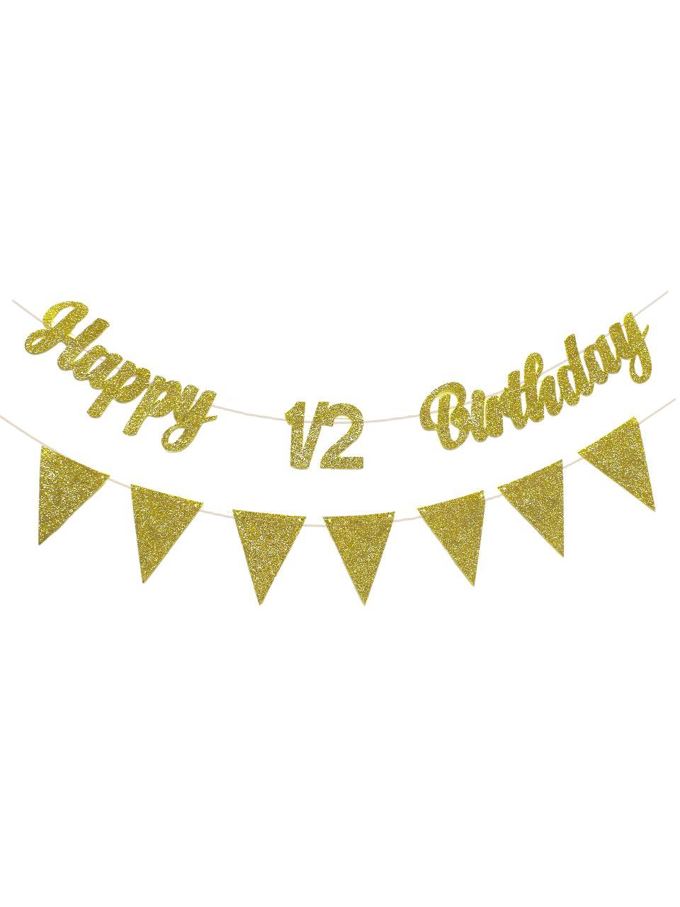 Yarım Yaş Happy 1/2 Birthday Yazı Altın Simli Flama Banner