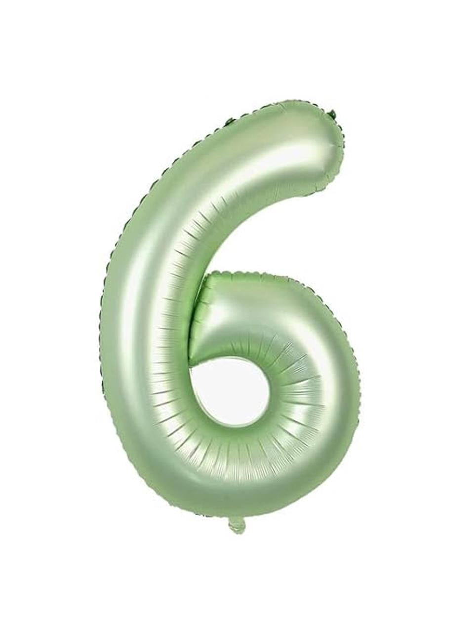 Rakam Folyo Balon 6 Rakamı Retro Adaçayı Yeşili 100 cm 40 inc