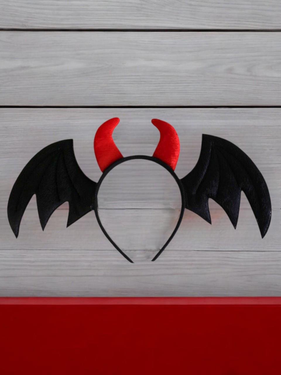 Cadılar Bayramı Yarasa Kanatlı Şeytan Taç Halloween Aksesuarı Siyah