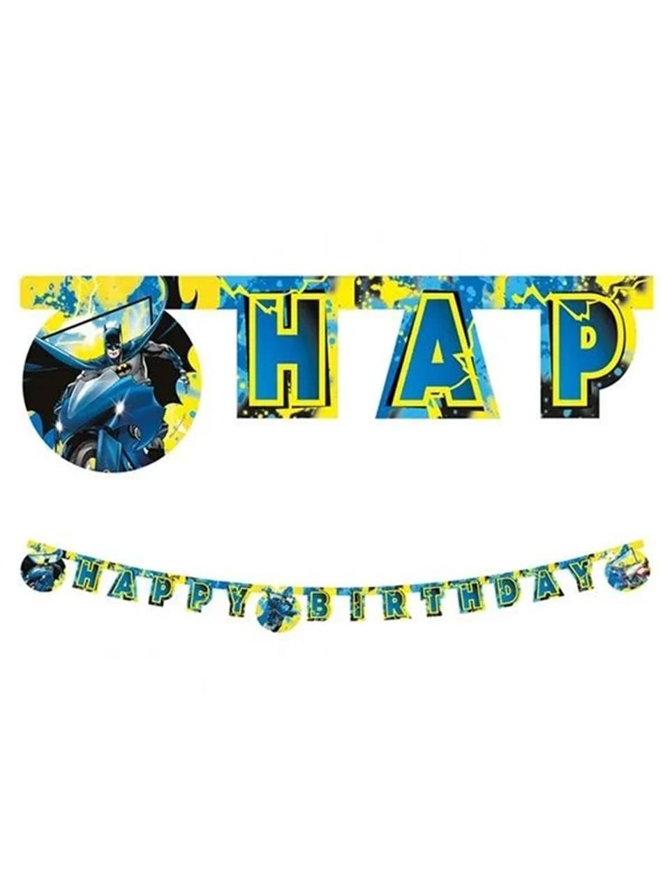 Batman Temalı Happy Birthday Yazı Banner Doğum Günü Parti Süsü