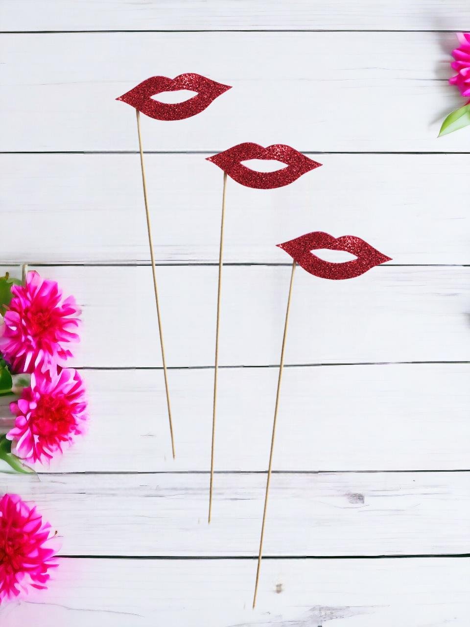 Dudak Şeklinde Simli Çubuklu Bekarlığa Veda Partisi Aksesuarı 6lı