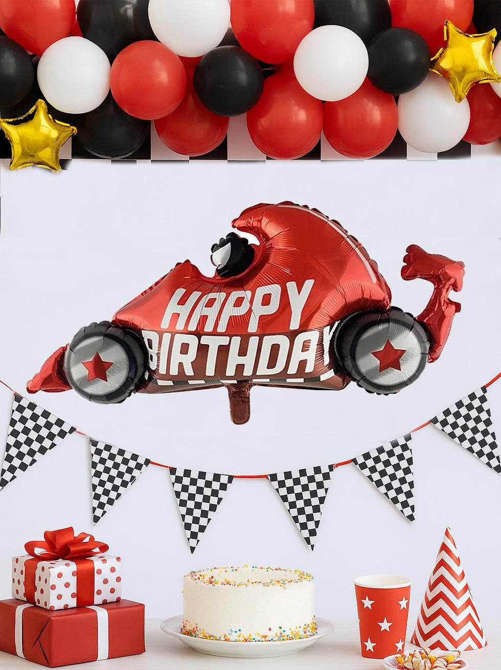 Happy Birthday Formula Yarış Arabalı Folyo Balon Parti Balonu 100 cm