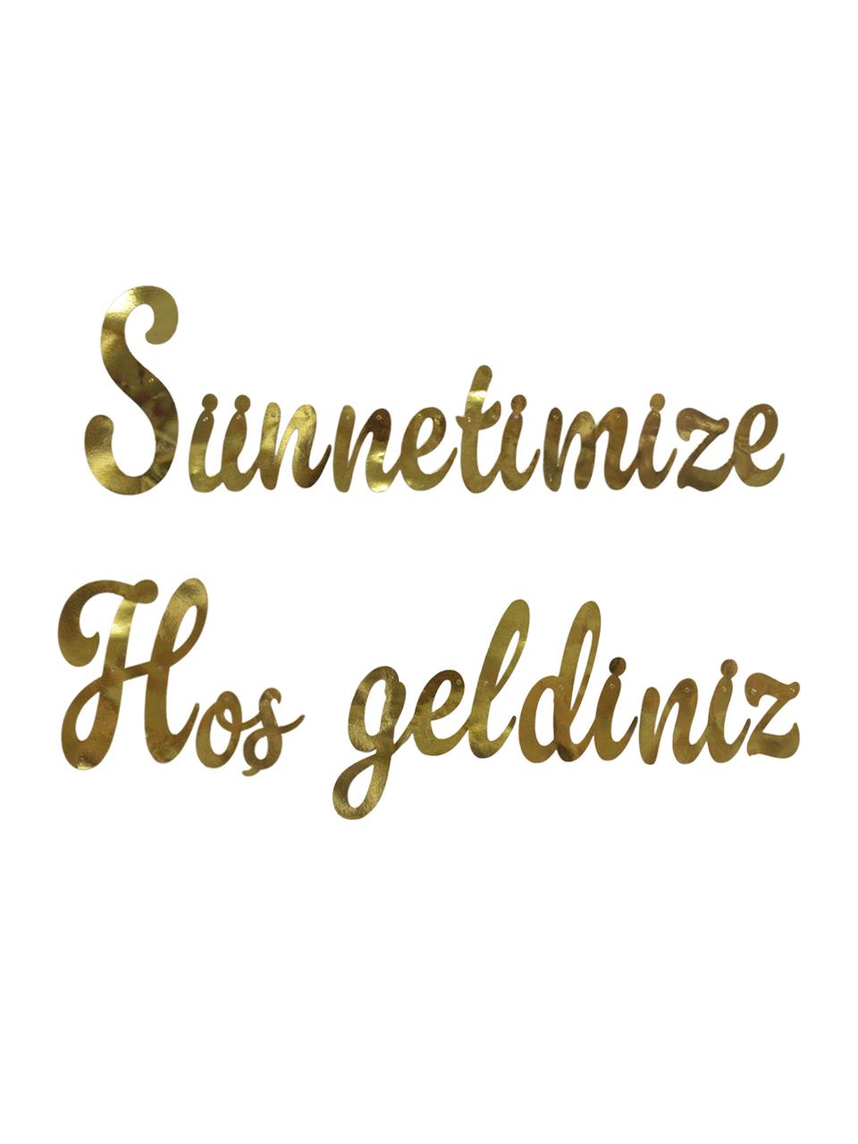 Sünnetimize Hoş Geldiniz Yazılı Kaligrafi Banner Altın