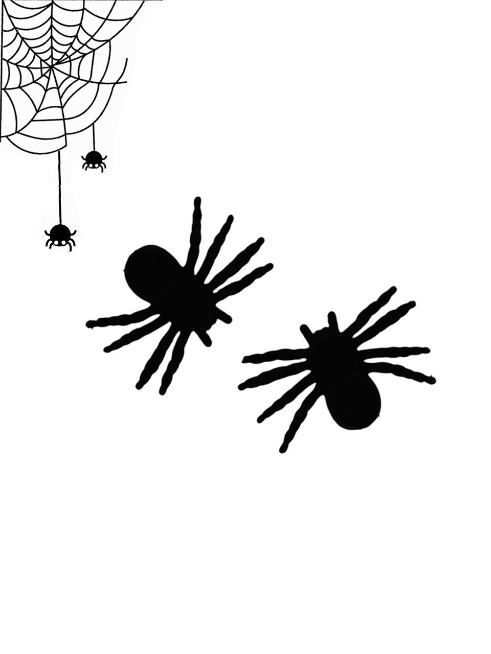 Cadılar Bayramı Flok Kaplama Örümcek Halloween Parti Dekoru Siyah 11 cm 2li