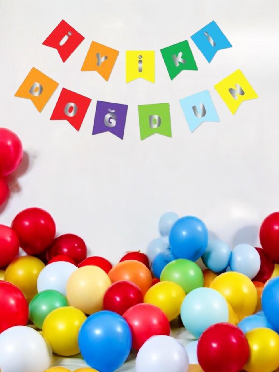 İyi Ki Doğdun Yazı Doğum Günü Banner Renkli Gümüş