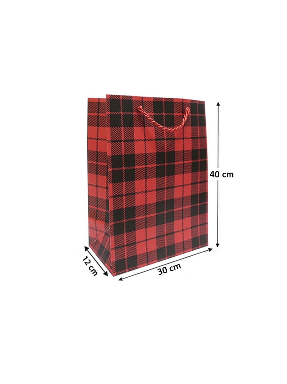 Ekose Desenli Karton Hediye Çantası – Alışveriş Çantası 30x40x12 12li