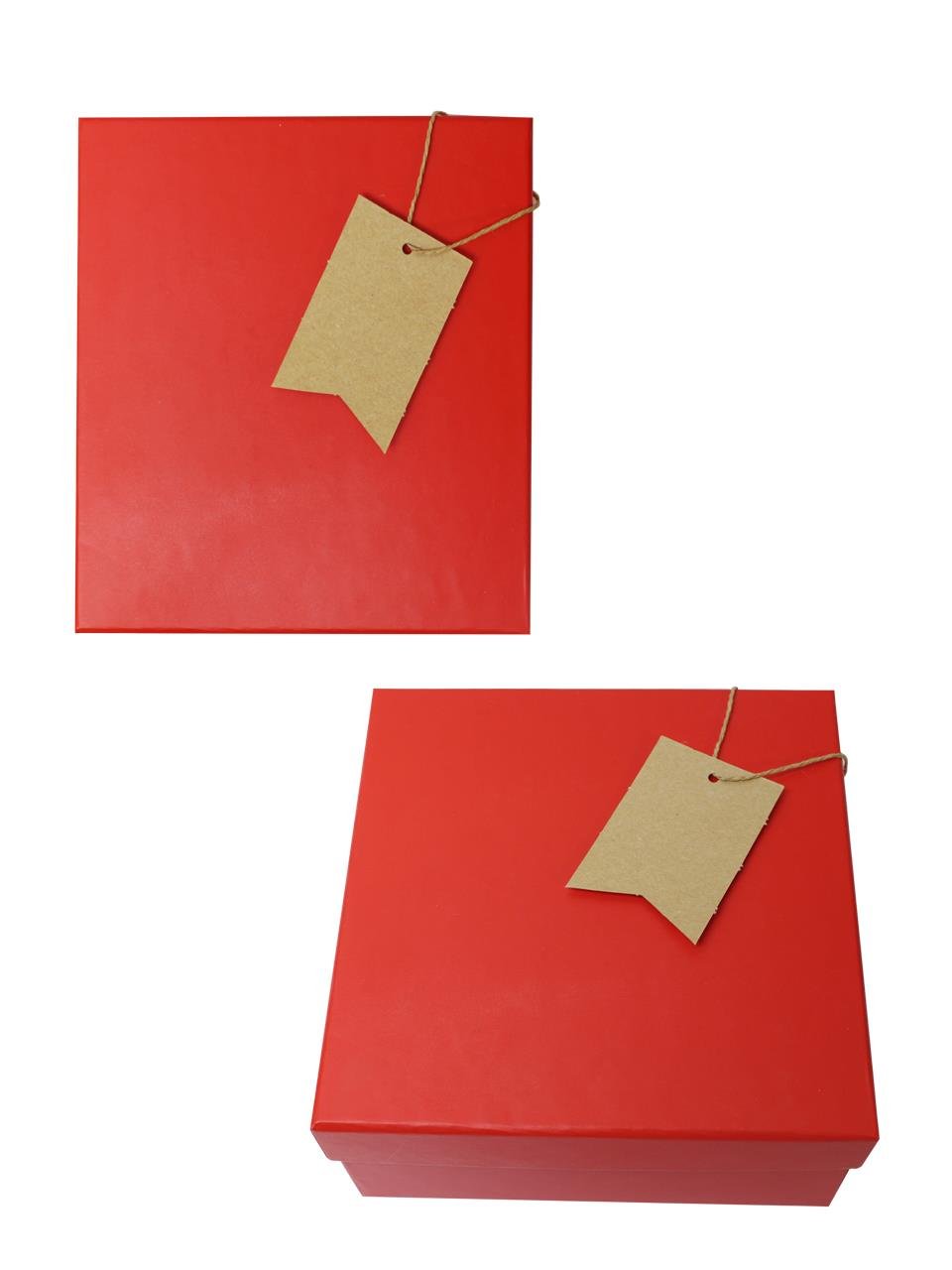 Kraft Hediye Paketi Etiketi Jüt İpli Dikdörtgen 12li