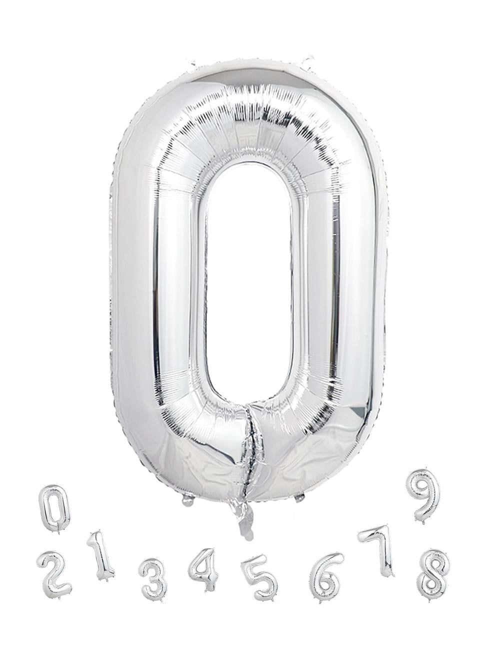 Rakam Folyo Balon 0 Gümüş Renk 100 Cm - 40