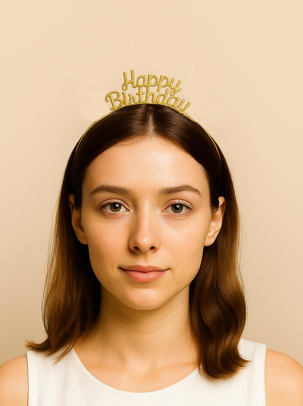 Metal Happy Birthday Taç Doğum Günü Tacı Gold