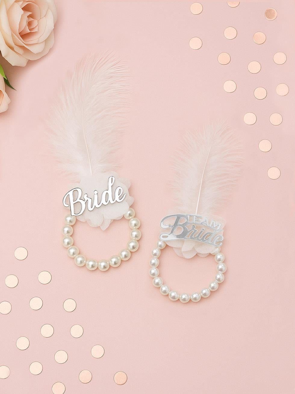 İncili Nedime Bilekliği Bride Bileklik Bekarlığa Veda Partisi Aksesuar Seti Gümüş 10'lu