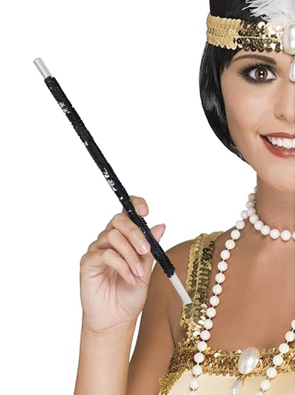 Gatsby Vintage Konsept Bekarlığa Veda Parti Aksesuarı Pullu Sigaralık Siyah