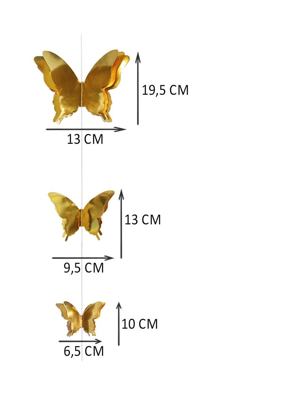 Kelebek Parti Dekoru 3 Boyutlu Tavan Sarkıt Süsü Altın 2 mt