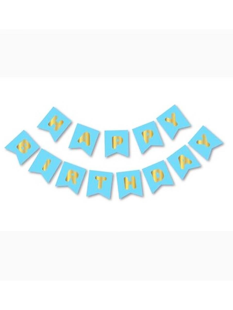 Happy Bırthday Mavi Altın Yazı