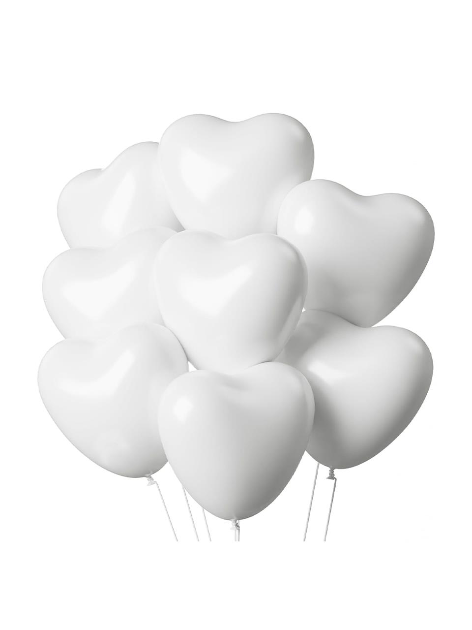 Kalp Balon Beyaz Lateks 25li