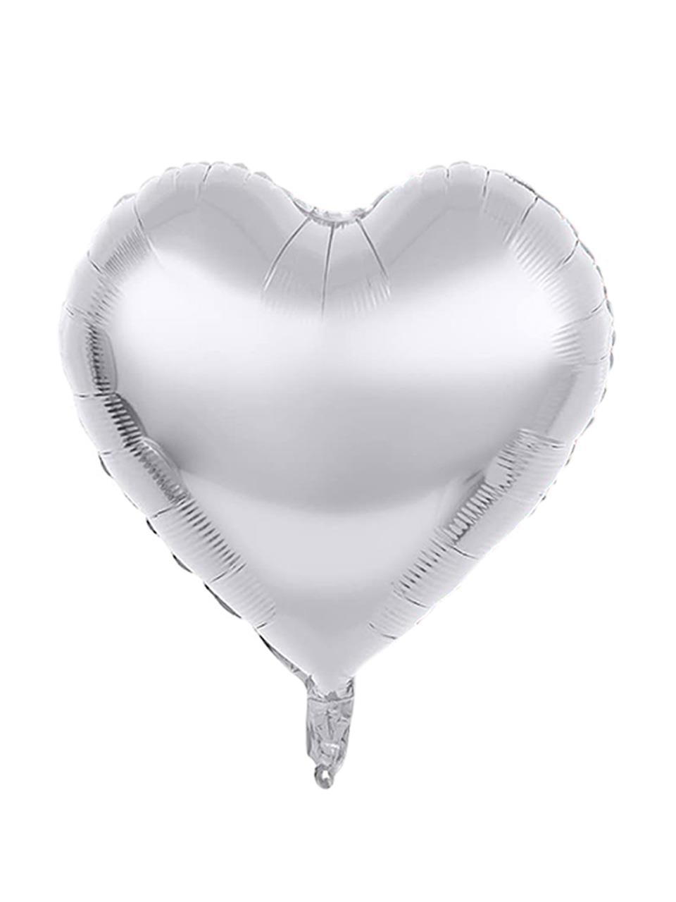 Kalp Folyo Balon Gümüş Rengi Kalp Parti Balonu 24 inc 60 cm