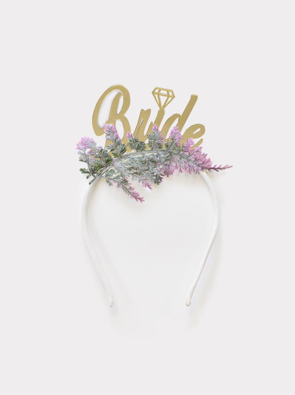 Bride Altın Pleksi Taç Lavanta Çiçekli Bekarlığa Veda Parti Tacı