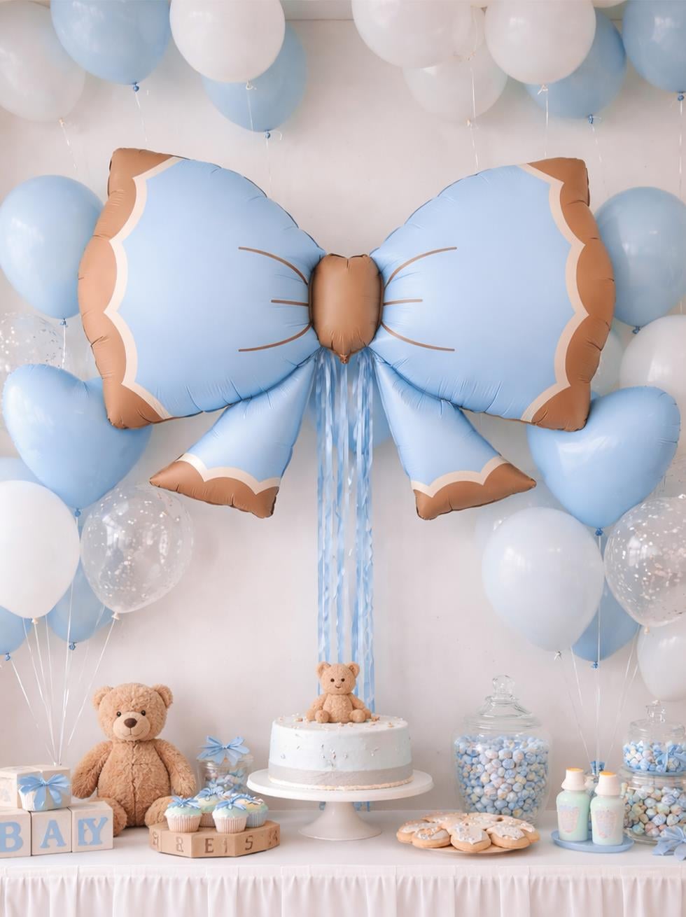 Fiyonk Figürlü Folyo Balon Retro Parti Balonu Mavi 91x60 cm