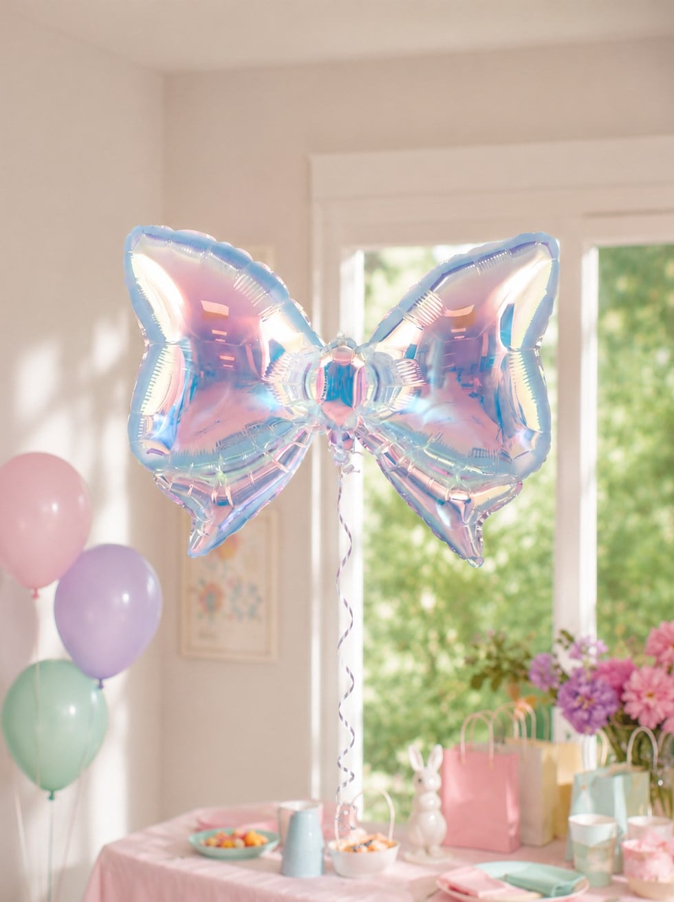 Fiyonk Şekilli Hologram Folyo Balon Parti Dekorasyonu 73 cm