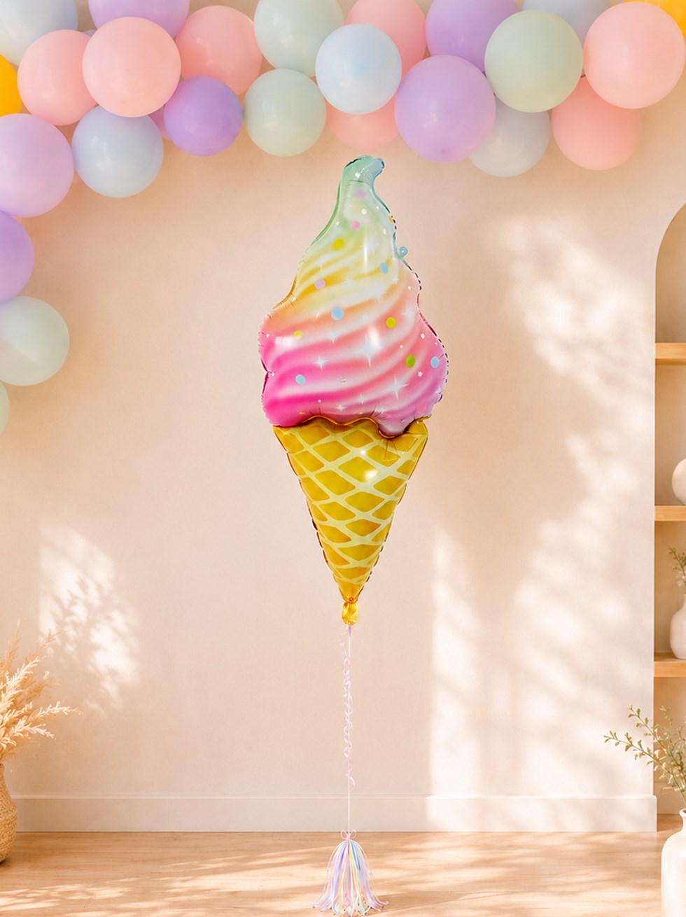 Gökkuşağı Renkli Dondurma Folyo Balon Parti Balonu 47inc 119 cm