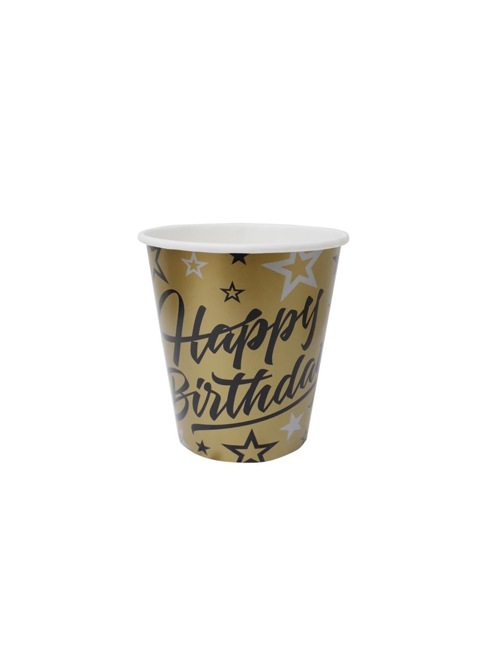 Golden Stras Happy Birthday Baskılı Altın Bardak