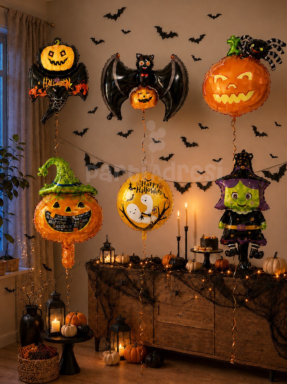 Halloween Mini Balon Seti Cadılar Bayramı Parti Folyo Balonu 6lı