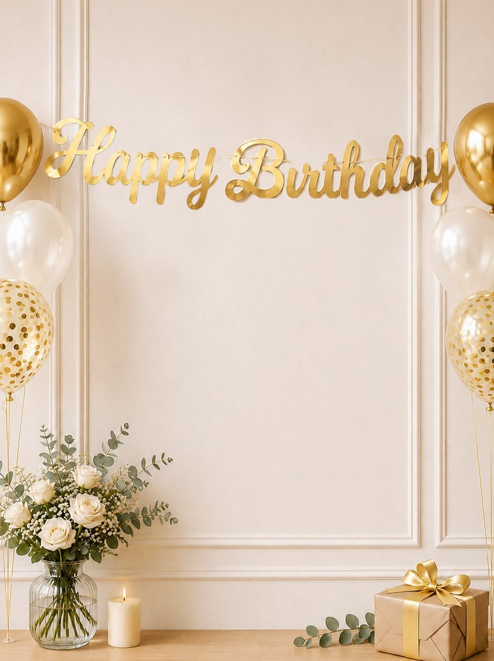 Happy Birthday Kaligrafi Banner Altın