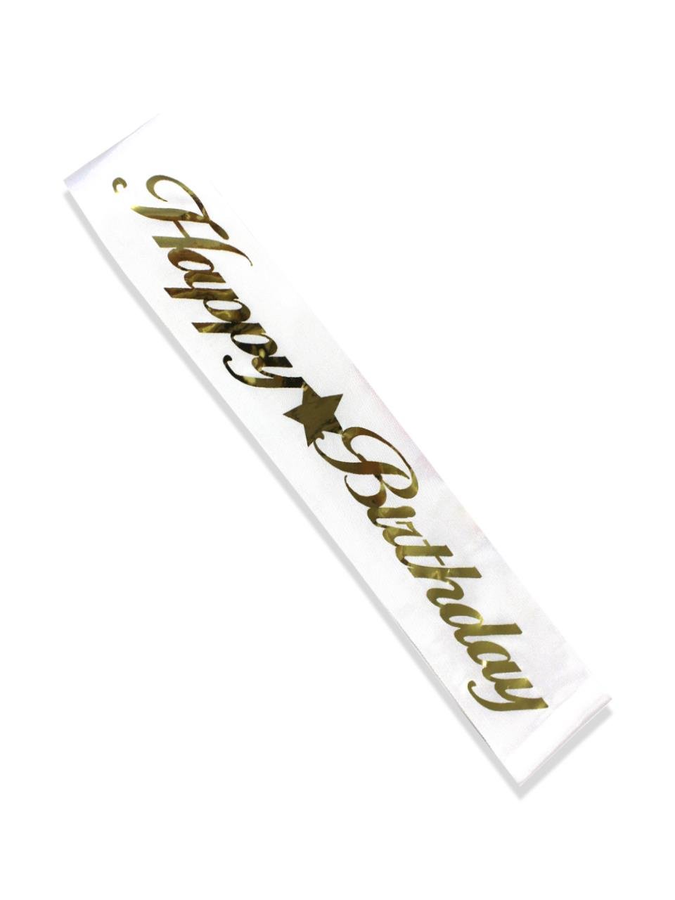 Happy Birthday Kuşak Doğum Günü Kuşak Beyaz - Altın