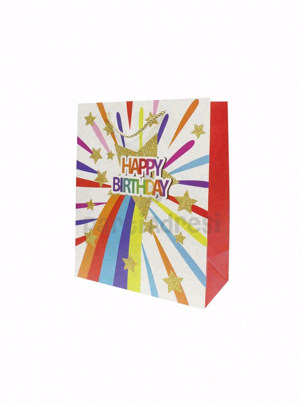 Happy Birthday Simli Karton Çanta – Hediye Alışveriş Çantası Renkli 30x40x12 cm