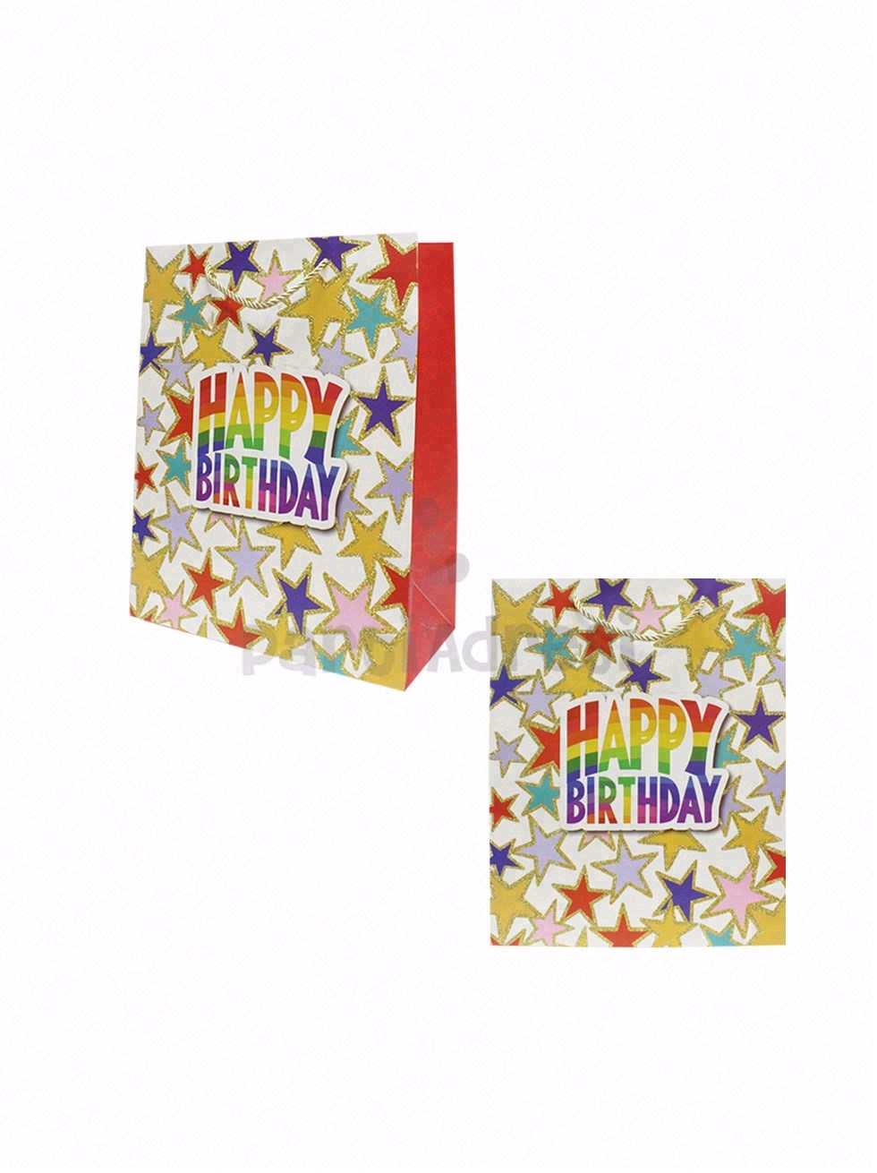 Happy Birthday Simli Karton Çanta – Hediye Alışveriş Çantası Beyaz 26x32x12 cm