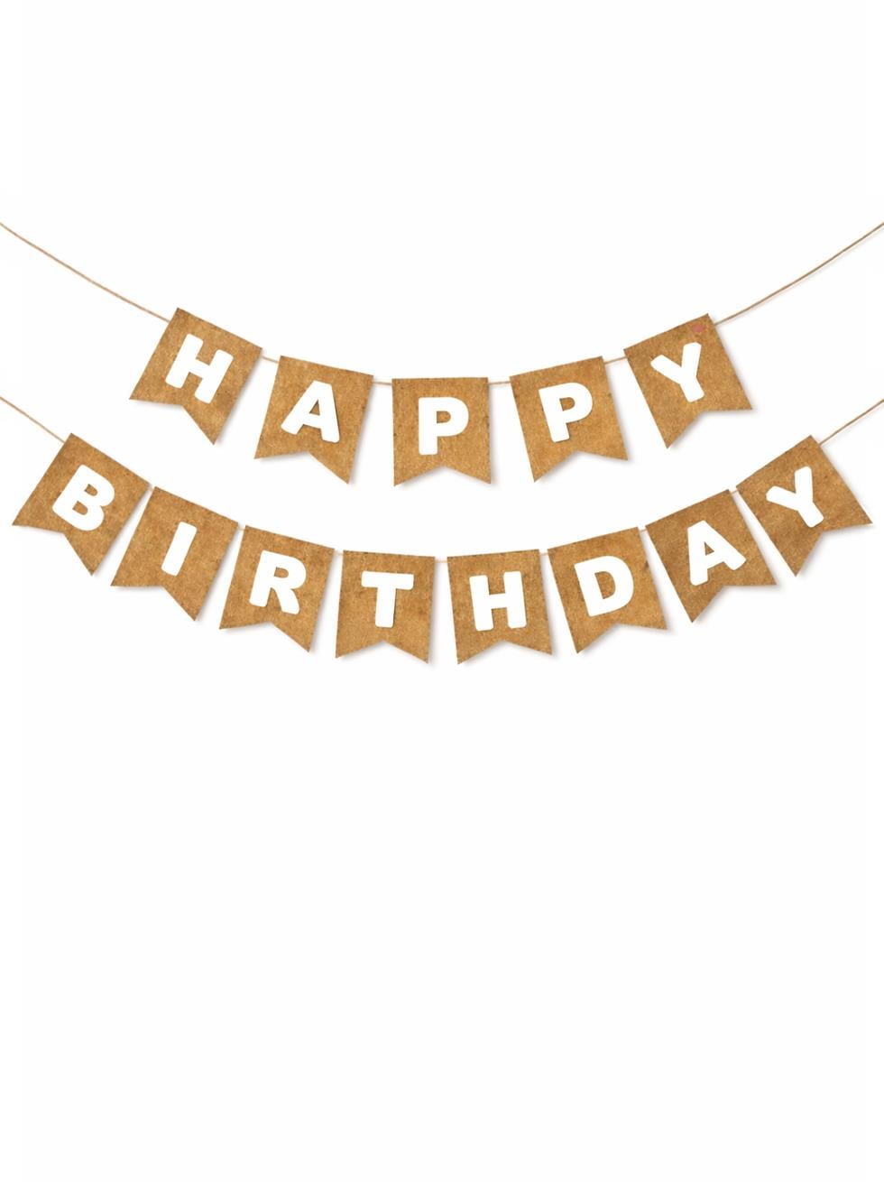 Happy Birthday Yazı Doğum Günü Banner Parti Süsü Kraft Beyaz
