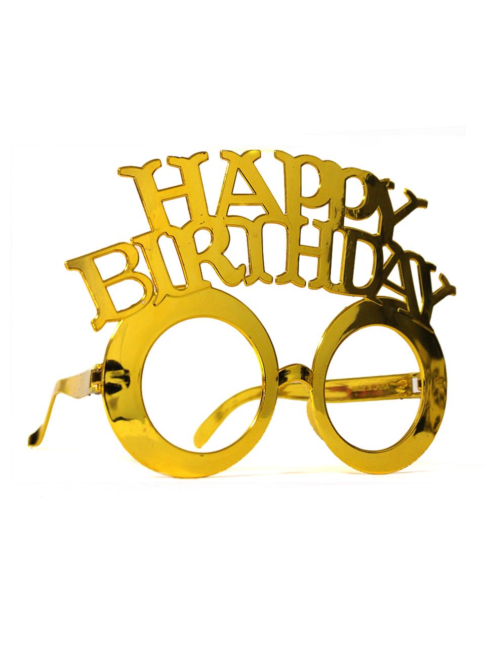 Happy Birthday Yazılı Doğum Günü Partisi Gözlüğü Altın
