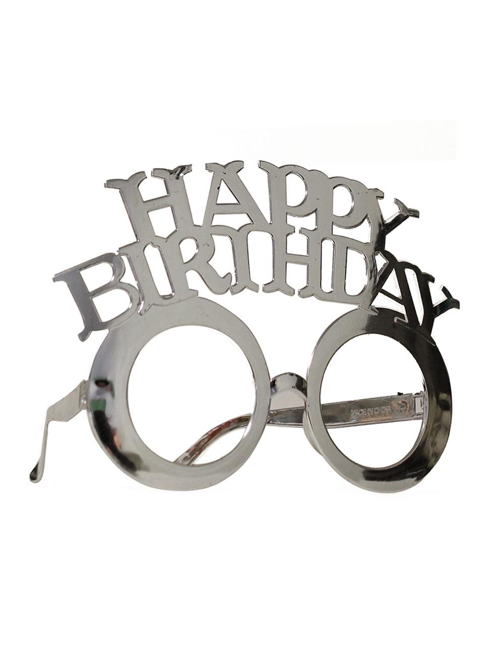 Happy Birthday Yazılı Doğum Günü Partisi Gözlüğü Gümüş